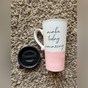 Make Today Amazing Ceramic Coffee and Tea Cup with Lid 17oz